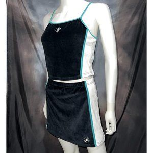 Dolls Kill Delia’s Figure Eight 2-piece Velour Set, Top & Mini Skirt